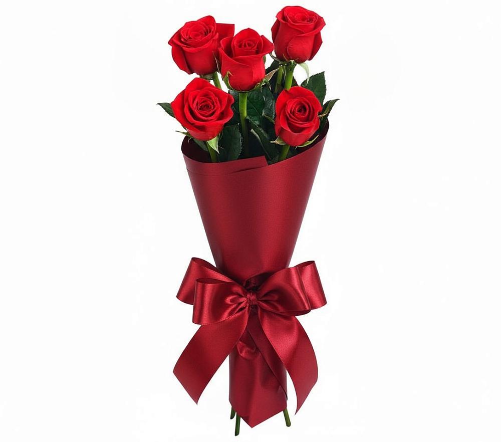 Букет 5 Красных роз Эдлесс Лав в Щучьем Воронежской области