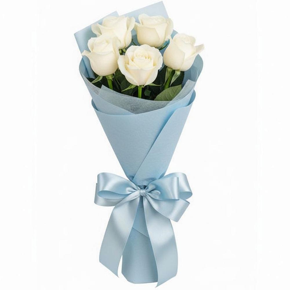 Букет 5 Белых роз Проуд в Щучьем Воронежской области