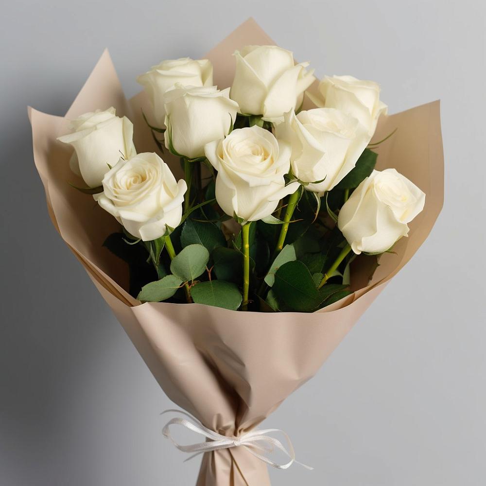 Букет 9 Белых роз Эдлесс Лав в Щучьем Воронежской области