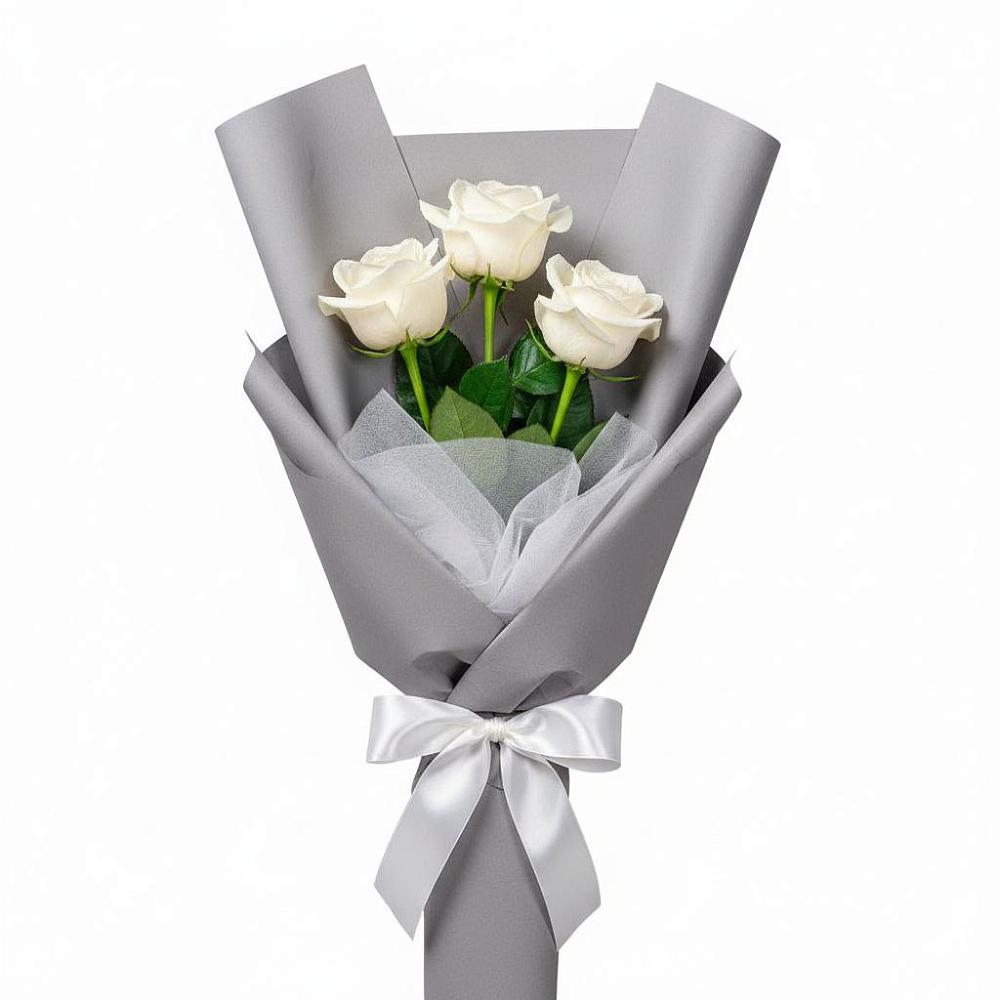 Букет 3 белые розы в Щучьем Воронежской области