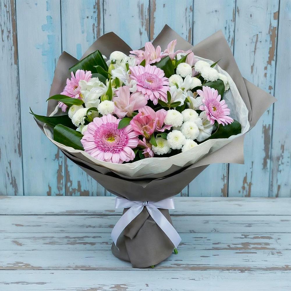 Букет цветов из: Герберы, Альстромерии и Хризантемы в Щучьем Воронежской области