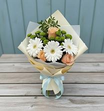 Букет цветов из:  Герберы, Розы и Хризантемы #REPLACE_PRED# Щучьем Воронежской области