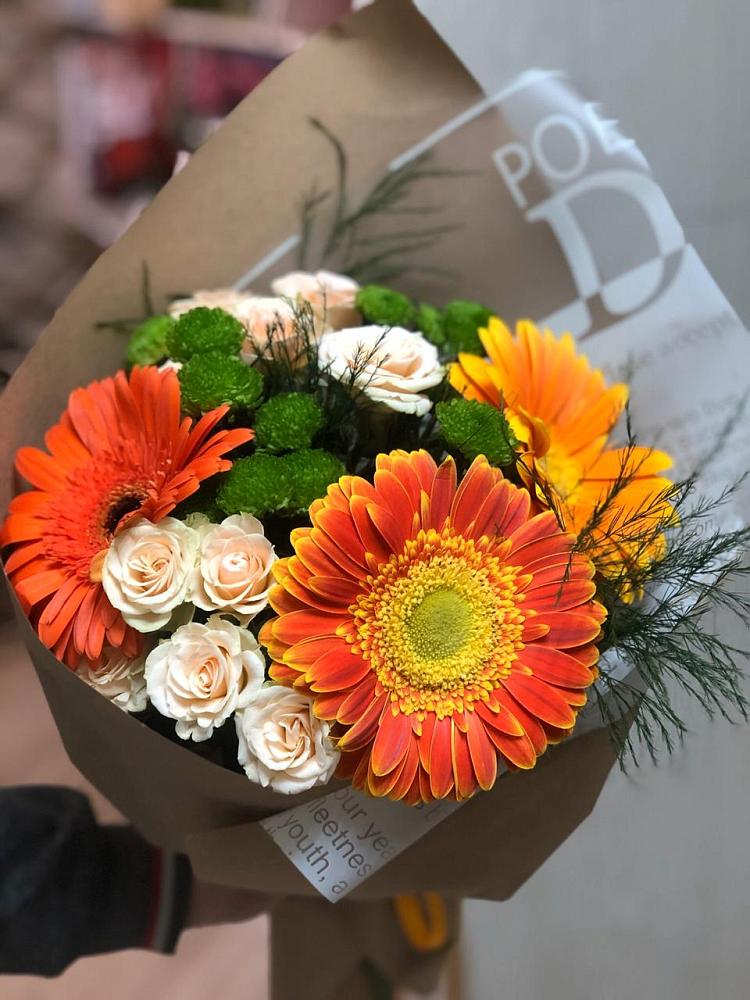 Букет цветов из: Герберы, Хризантемы и Розы в Щучьем Воронежской области